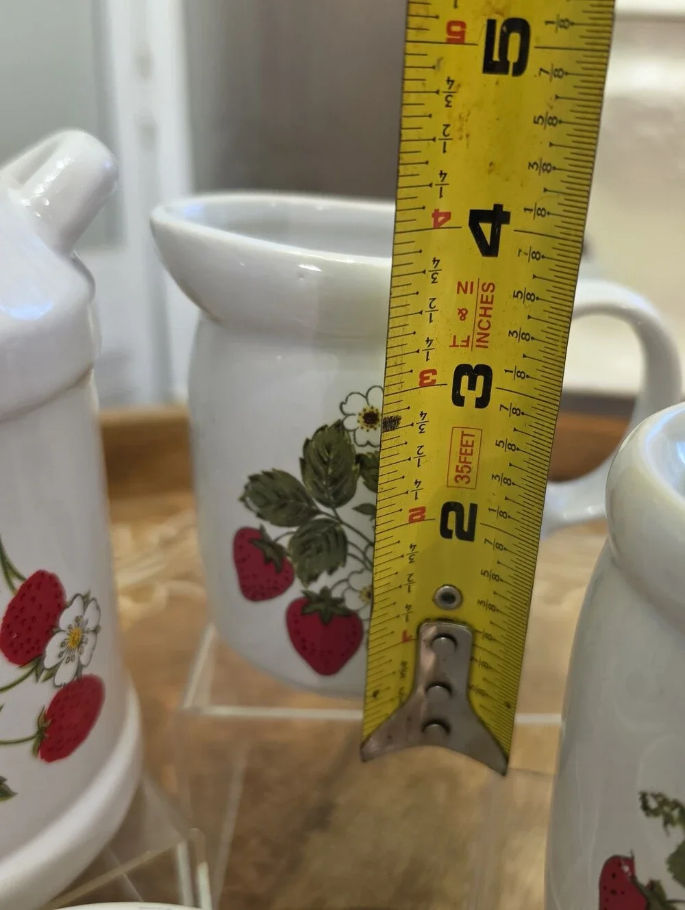 Vintage McCoy Pottery Strawberry Country 4pc Creamer Sugar Milk Jug Set 1970s